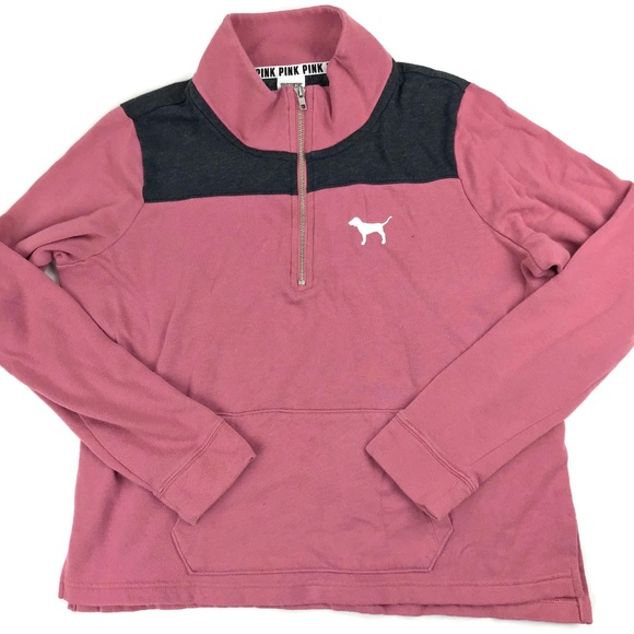 PINK Victoria's Secret 1/4 Zip Sweatshirt Sz Large - Picture 2 of 8